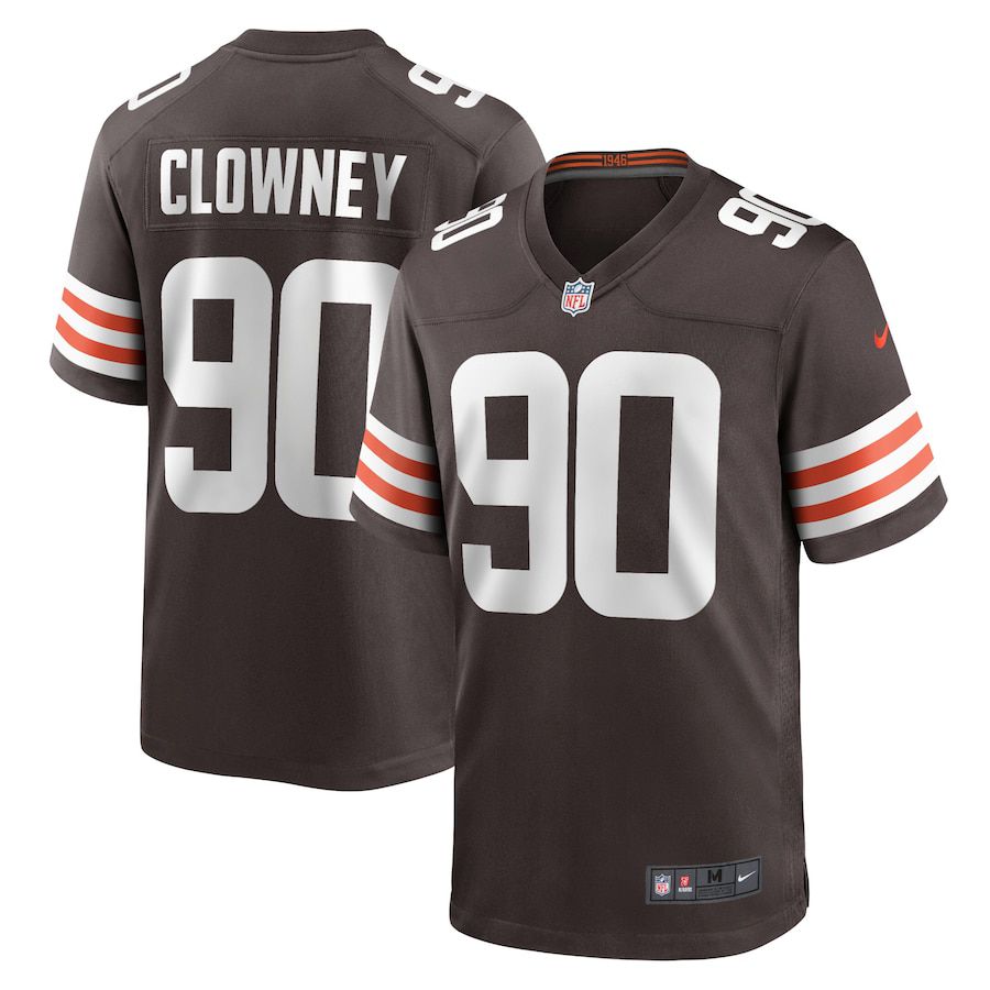 Men Cleveland Browns #90 Jadeveon Clowney Nike Brown Game Player NFL Jersey